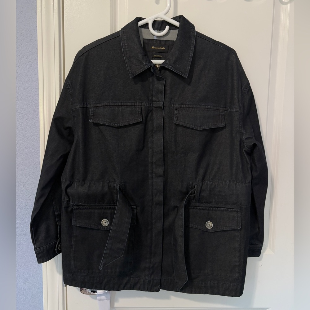 Massimo Dutti Model 6700 Denim Jacket Trench Coat Size Large